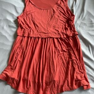 Bearsland Coral-Red Sleeveless Nursing Tank with Flowy Hem